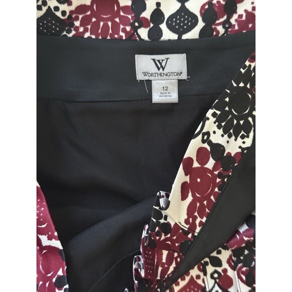 NWT Worthington Womens Size 12 Pleated Tulle Trim Floral Gothic Grunge Zip Aline - Picture 7 of 7